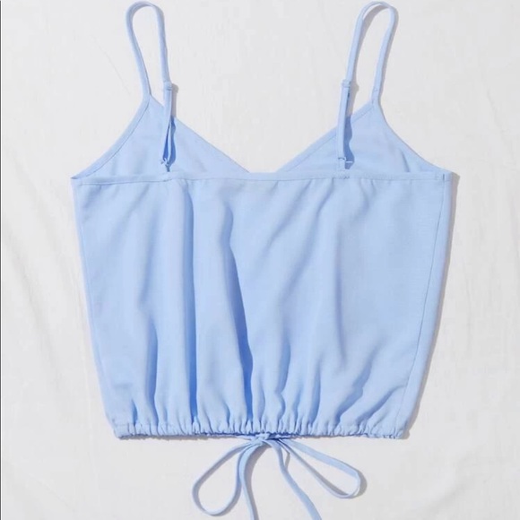 Blue Drawstring Hem Buttoned Cami Top - Picture 2 of 5